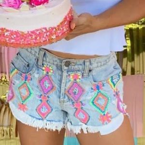 Carmar Aztec Print Jean Shorts